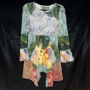 Fairy Core Patchwork asymmetric tunic top
